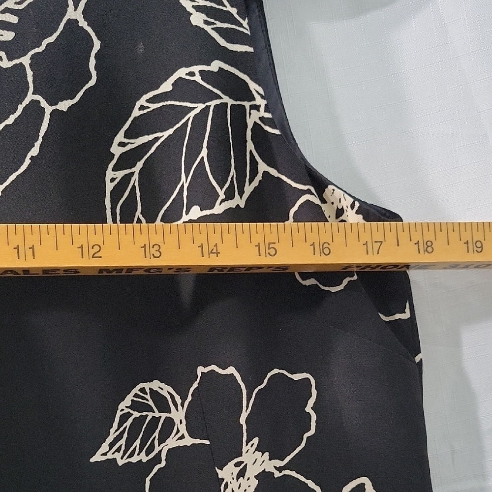 Amanda Smith Black and Cream Floral Midi Dress Size 8 - Picture 7 of 11